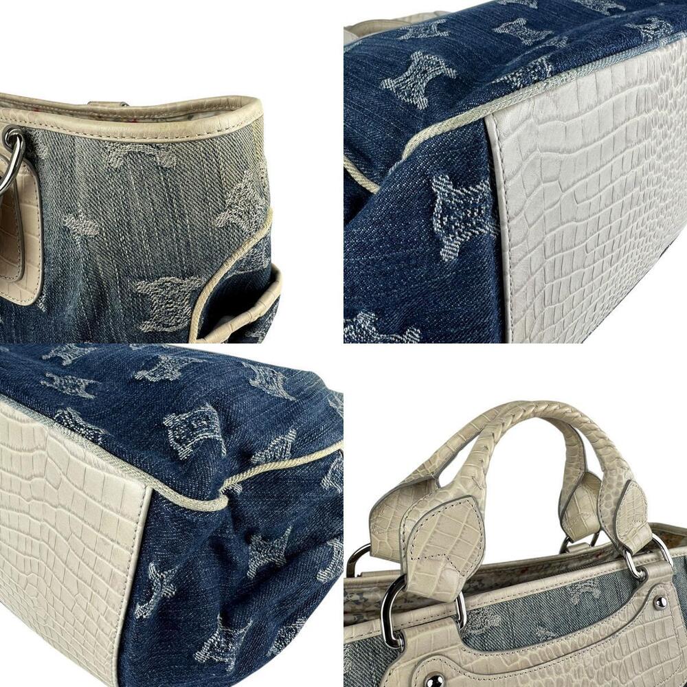 Celine silver denim leather White Bag Blue embossed Indigo Boogie - Picture 4 of 4